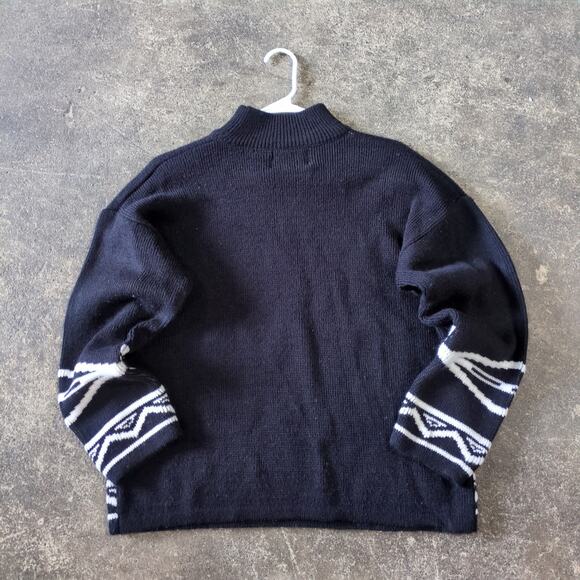 Vintage Gitano Sweater Womens L Black Aztec Southwestern Mock Neck Geometric - Picture 3 of 7